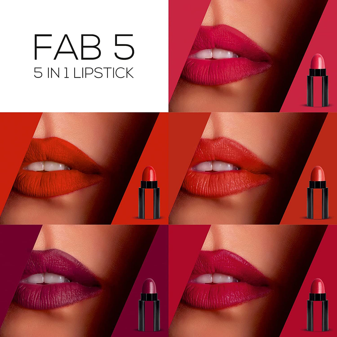 FAB 5 Matte Finish  (5 in 1 Lipstick)